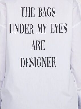 Glam White Button-Up Shirt with Back Slogan